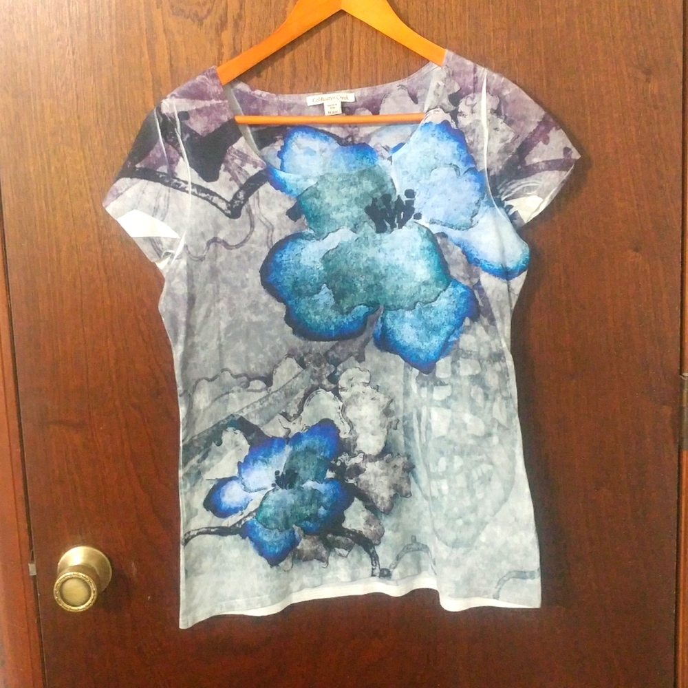 Coldwater Creek M(10-12) watercolor floral T-shirt